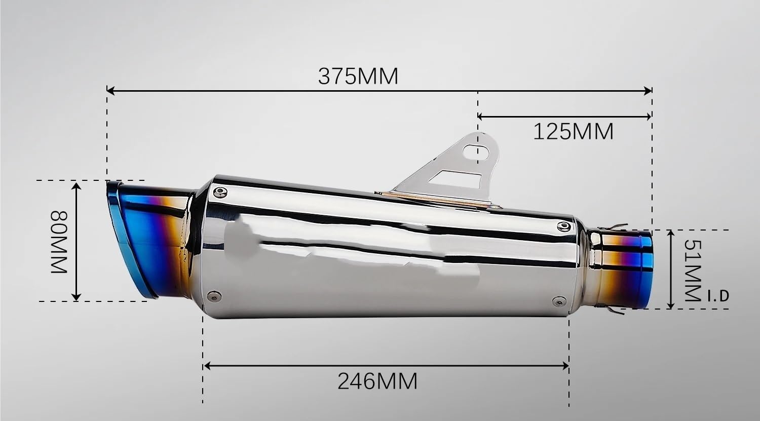 motocyklowy wydech 51mm Uniwersalny Układ Wydechowy Motocykla Modyfikacja Tłumika Ze Stali Nierdzewnej Pasuje Do NINJA 300 R3 ZX4R GSX750 CB650(Type A)