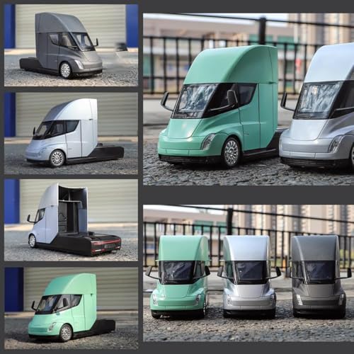 Image of Magicwand 1:32 Scale Die-Cast Metal Teslla Semi Truck Head with Openable Doors,Pull Back Action,Blinking Lights【Pack of 1】【Colors as Per Stock】
