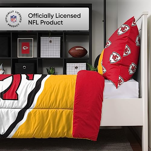 FOCO Kansas City Chiefs Steppdecken-Set (Schmusetuch und 2 Kissenbezüge) – Doppelbett