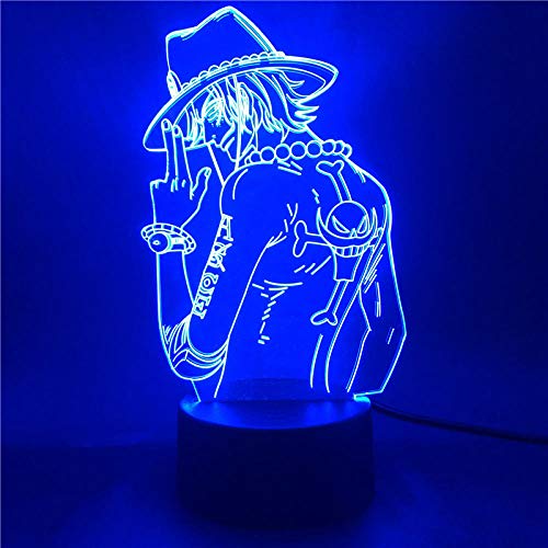 Anime One Piece 3D Figures Night Lights Portas · D · Ace LED Illusion Light Atmosphere Figma Child Birthday Gift-7 COLOR NO REMOTO Cover