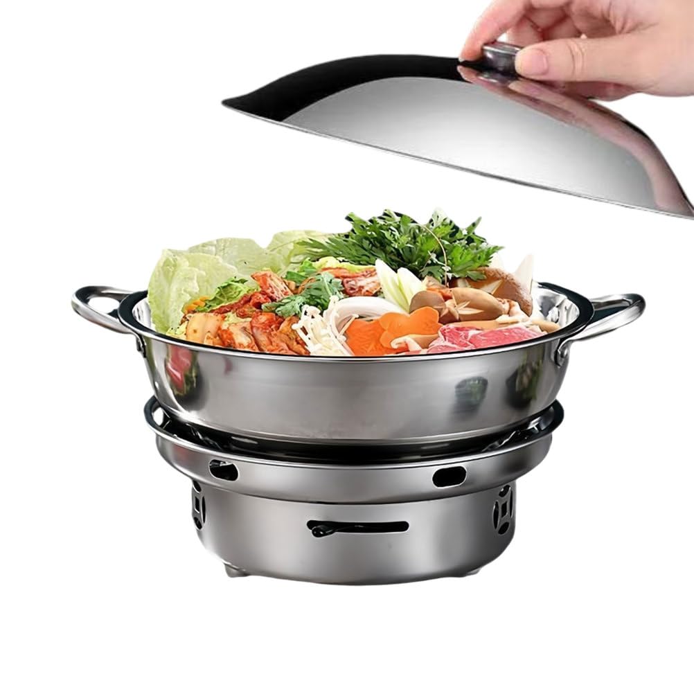 Plat à frire avec réchaud à alcool pour garder chaud buffet fête maison