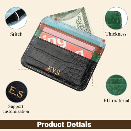 Women's Personalized Monogram Wallet, Fine Texture Pu Leather Card Holder Leather, Simple Credit Card Holder, Bridesmaid Gift Ultra-Thin Card Protector For Girls3