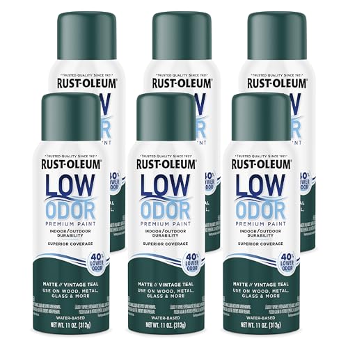 Image of Rust-Oleum Low Odor Premium Spray Paint, 11 oz, Matte Vintage Teal, 6 Pack