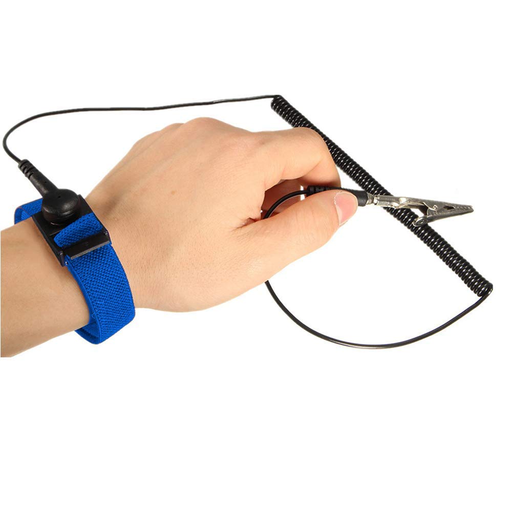 ESD Antistatik-Matte, YUANJ Professionelle Antistatische Arbeitsmatte, Gummimatte mit Erdungskabel und Handgelenkschlaufe, 76,5 cm x 47 cm x 0,2 cm, Blau