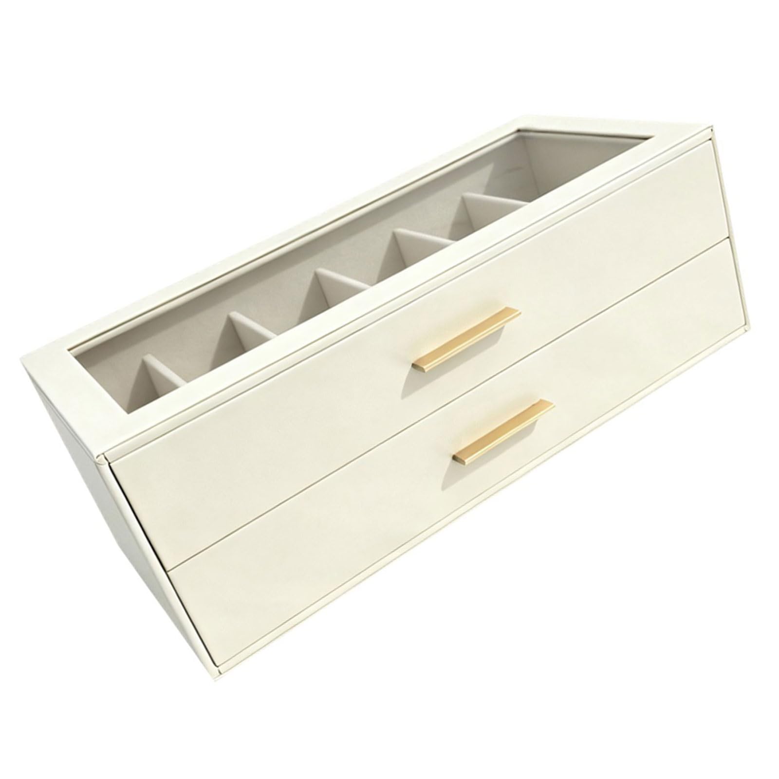 DRTLPMB Premium Eyeglass Storage Box with 2 Tiers Drawers Sturdy Sunglasses Display Case for Easy Access and Clutter Release Organization Clear Top Sunglasses Holder
