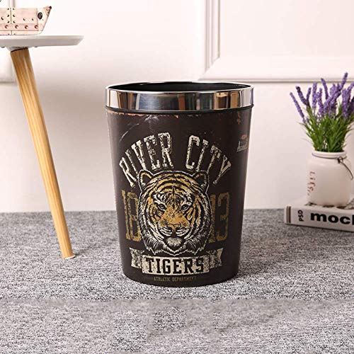 Cestino Keivmlvt 10 Litri In Pelle - Design Route 66 - Per Casa E Ufficio - Ideale Per Scrivania E Raccolta Differenziata