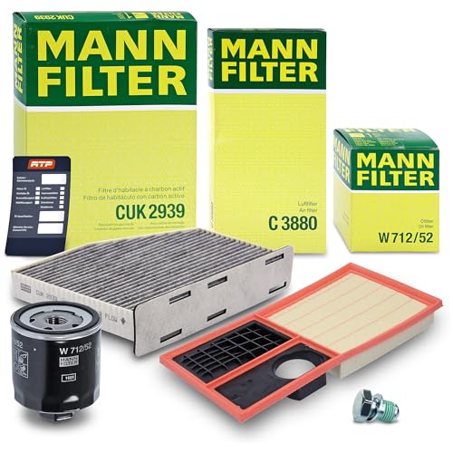 MANN-FILTER Inspektionspaket Filterset 1x Ölfilter 1x Luftfilter 1x Innenraumfilter (Aktivkohlefilter) Kompatibel mit SEAT ALTEA LEON SKODA OCTAVIA 2 VW CADDY GOLF PLUS 5 GOLF 5 GOLF 6