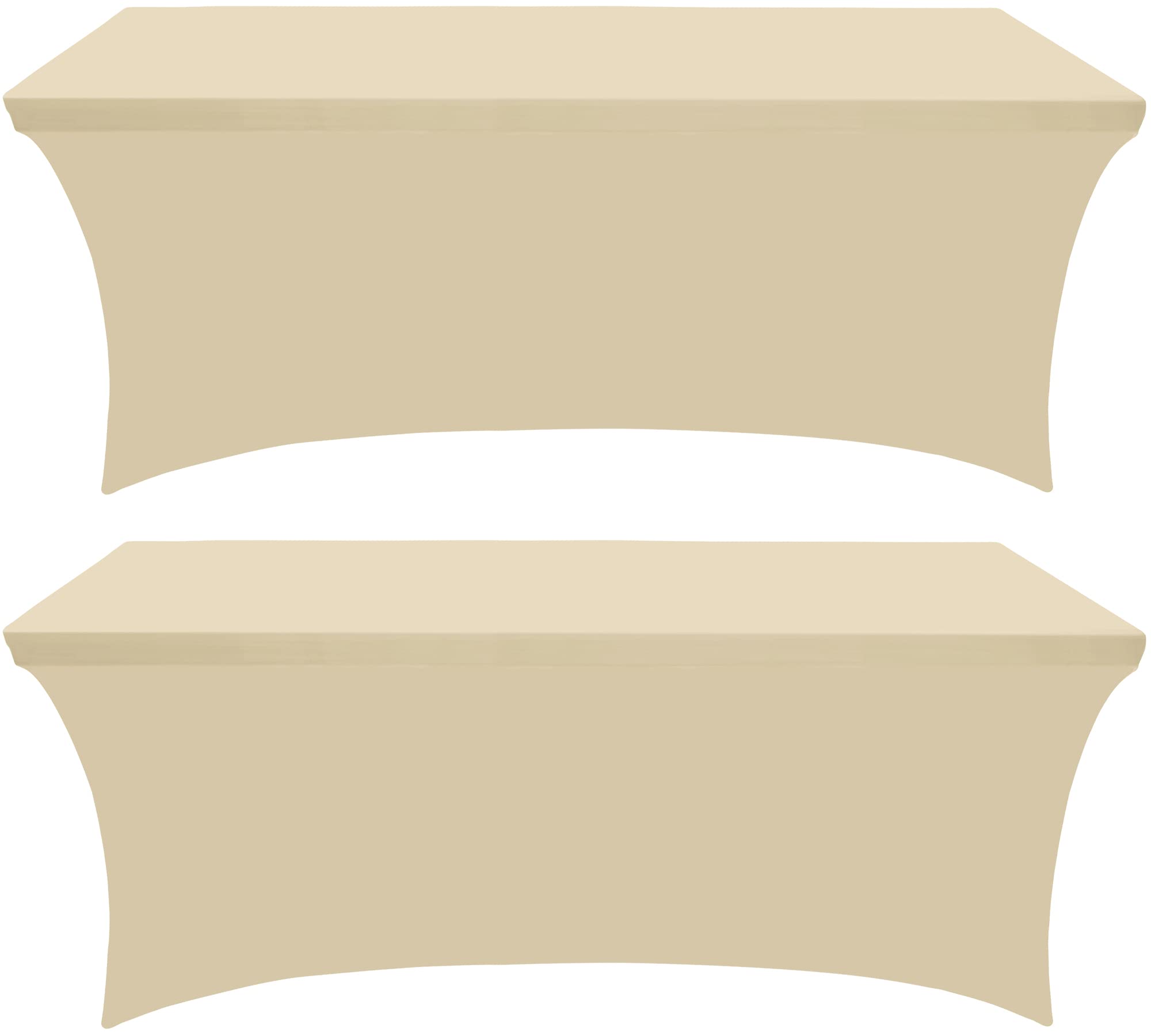 Utopia Kitchen Spandex Tablecloth 2 Pack [8FT, Champagne] Tight, Fitted, Washable and Wrinkle Resistant Stretch Table Cloth Rectangle Cover for Trade Show, Weddings & Parties [96Lx30Wx30H Inch]OEKO-TEX STANDARD 100