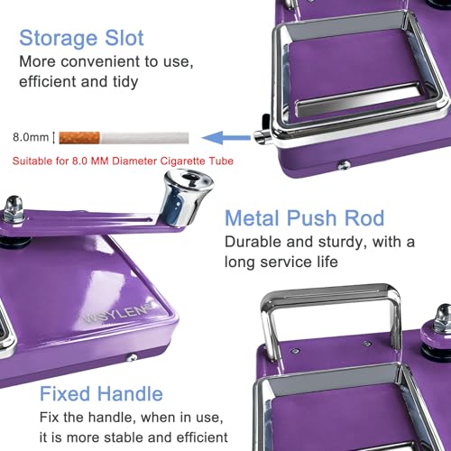 Image of Cigarette Rolling Machine, with Storage Groove, Manual Dual-Track Upgrade Cigarette Machines, Suitable for 8.0 MM Diameter Size Cigarettes (80-100MM Lengths), Dark Purple