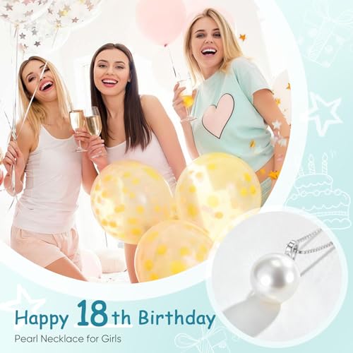 Pearl Necklaces Birthday Gifts for Girls - 925 Sterling Silver Single Freshwater Pendant Jewelry Adjustable Chain Sweet Dainty Trendy with Card Beauty Meaningful Present for Teen Girl (18 Years Old) — view 6