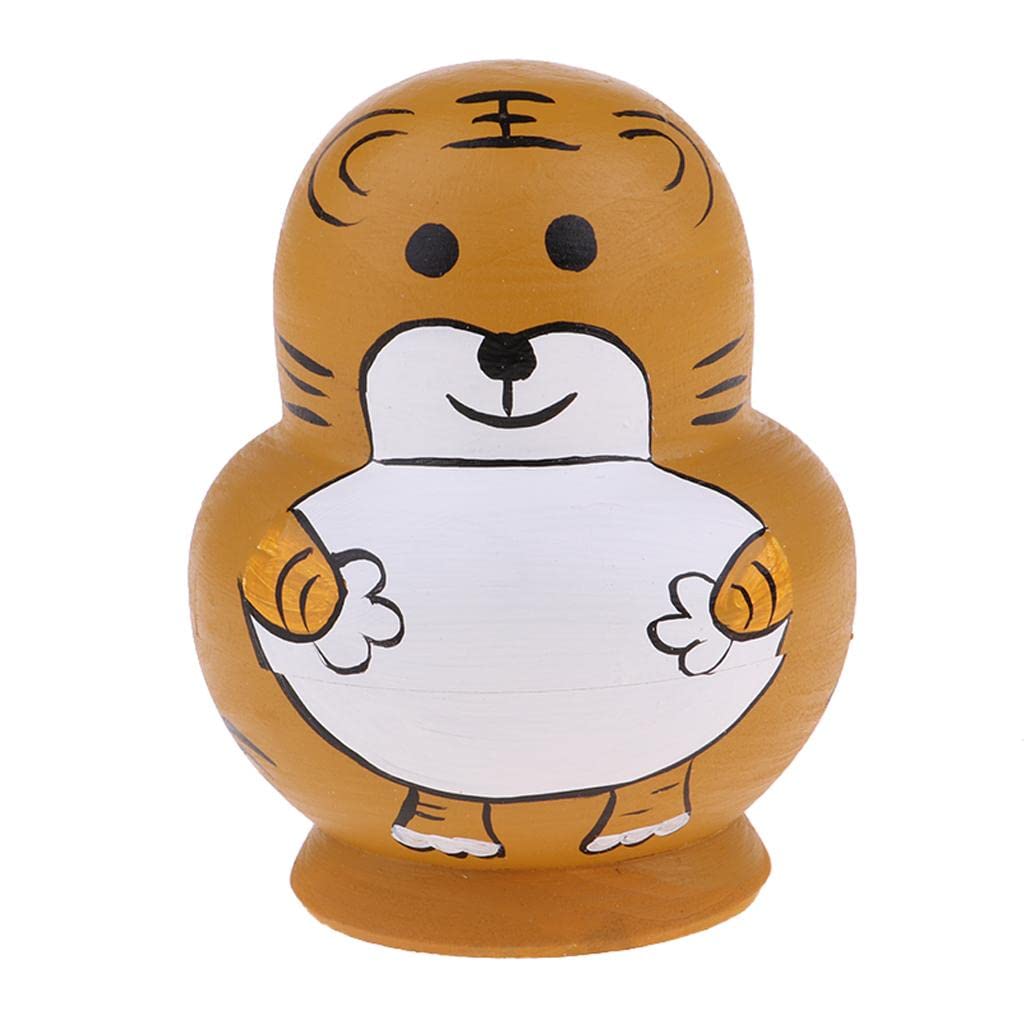 5 Set 10 Stück handbemalte hölzerne russische Nesting-Puppen Babuschka Mini Tiger Geschenk, 10-lagiger Tiger