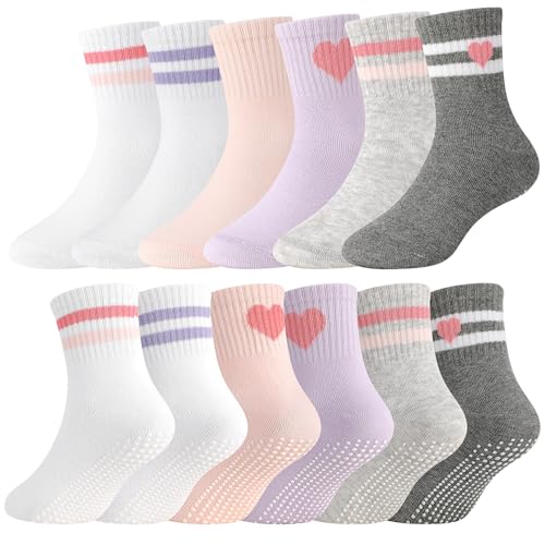6 paires chaussettes filles antidérapantes 1-3 ans