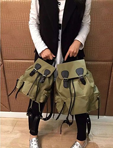 Cuero bolsa femenina temperamento deportes ocio lienzo mochila de hombro  verde grande