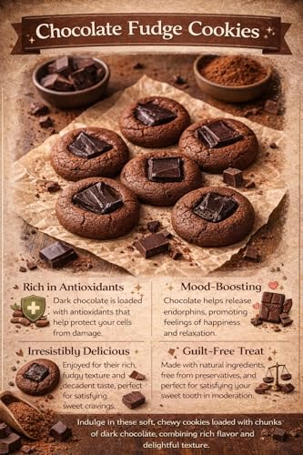 Image of MOM'S BAKERY Chocofudge Cookies- Decadent Double Chocolate Cookies- Rich, Fudgy, | Perfect for Chocolate Lovers | Healthy & High Fiber Biscuits for Anytime Cravings for Breakfast & Tea Time-200 gm