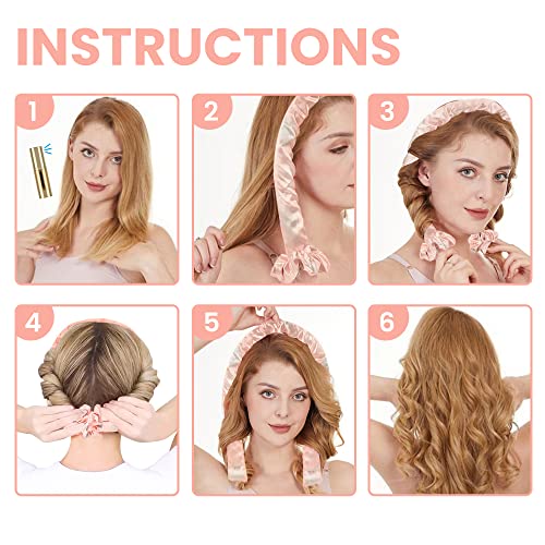 Penntr Satin Heatless Hair Curler Set-Smooth Wavy Styling Overnight Curling Rod Headband, No Heat Hair Rollers For Long Hair To Sleep In, Hair Accessories For Women With Scrunchies And Hair Clips #TOP4
