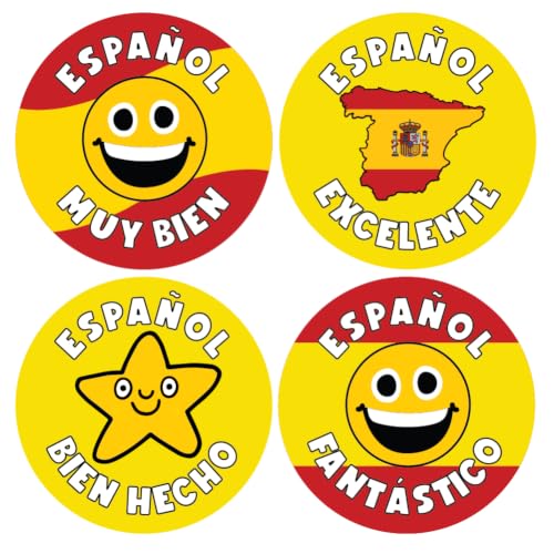 Image of 144 Spanish Language Reward Stickers for Children, Teachers & Parents - Colourful, Easy Peel With Strong Adhesive Glue [144 30mm]
