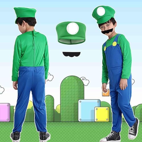 Sukyfecde Super Brothers Costume Dress Kids Girls Mario Luigi Cosplay Hats Halloween Birthday Party Fancy Dresses Up Outfits 2 51K1yjHMiLL. AC