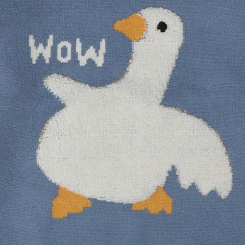 Aelfric Eden Cute Murder Goose Pattern Knit Sweater Cable Knit Sweaters Casual Oversized Pullover2