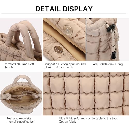 Bolso tote acolchado grande liviano para mujer miniatura 5