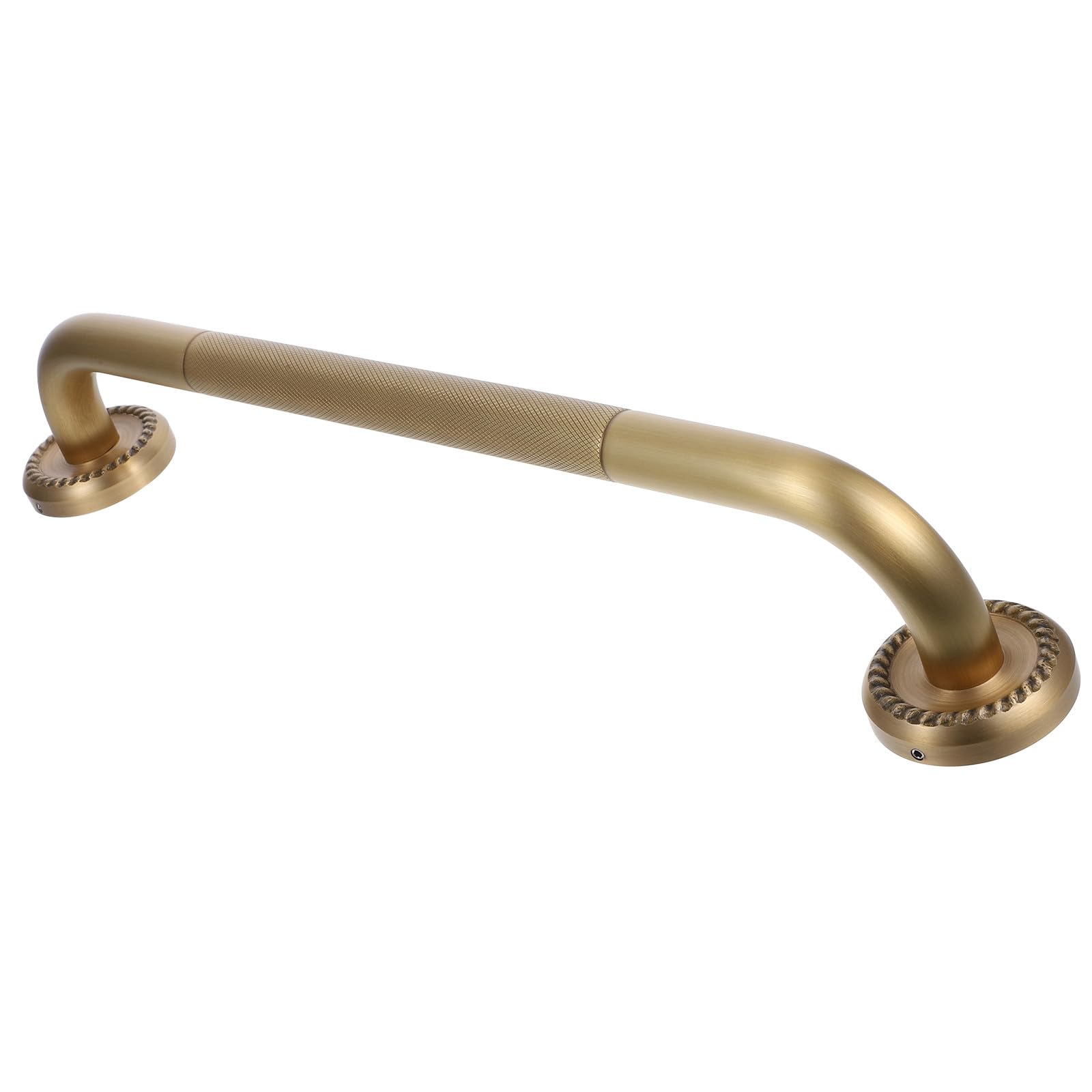 Healeved Pasamanos de seguridad antideslizante de cobre dorado para baño y escalera, barra de apoyo redondeada para personas mayores, diseño humanizado cómodo