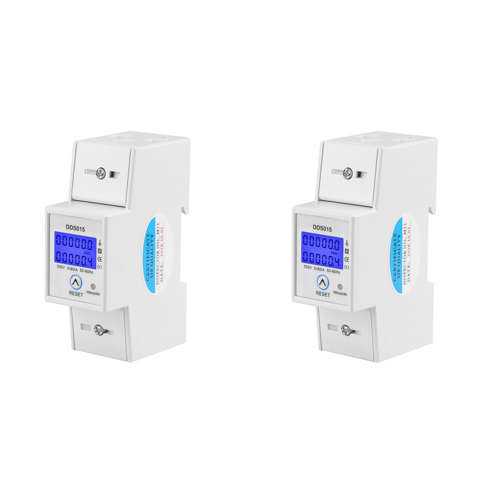2 szt. Jednofazowy Licznik Energii 5-80A 230 V 50 Hz Elektryczny Miernik KWH LCD Licznik Energii Watomierz, DDS015 Jednofazowy Licznik Energii KWH na szynę Din