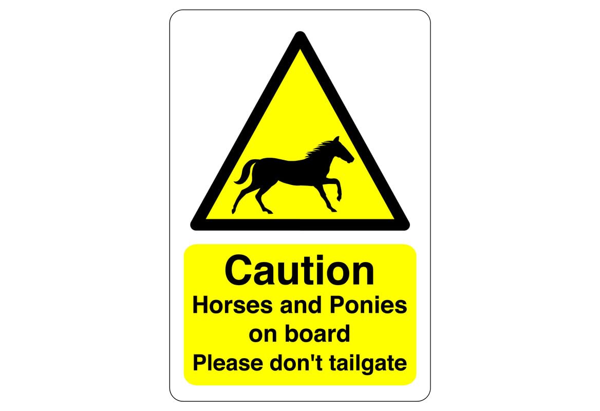 Safety First Display Ltd Yellow Caution Horses And Ponies Sign - 1.2Mm Rigid Plastic For Indoor/Outdoor Usage (300Mm X 200Mm) Viewing Distance Within 7M.