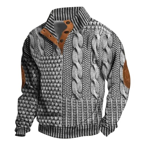 Pull chaud pour homme anti-froid - Tricot épais boutonné S