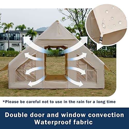 Inflatable Camping Tent Air Tent 4 Person Tents For Camping Double Layer Family Camping Tent Oxford Canvas Tent Waterproof Windproof Easy Setup Tents With Door,Mesh Windows #TOP2