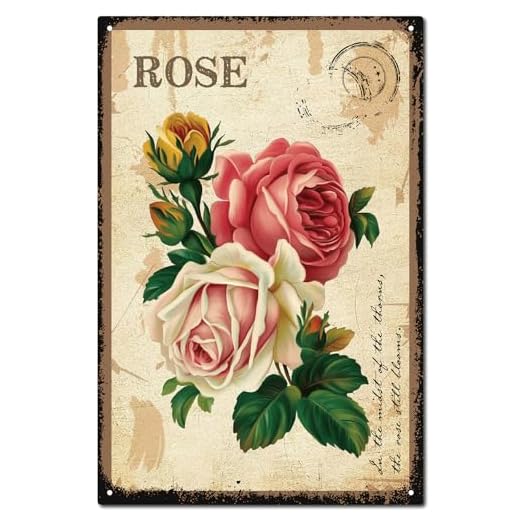 CREATCABIN Letrero Metal Vintage con Diseño Flores para Jardín,Placa Pintura Retro,Letrero Hierro para Decoración Pared,Mural Arte Rosa,Letrero Decorativo para Casa Campo,Cocina,Hogar,30x20 cm