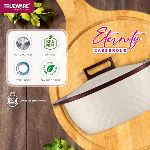 Image of Trueware Eternity Inner Steel Insulated 1000, 1500 & 2500 ML Thermoware Casserole | BPA Free | Odour Proof | Food Grade | Easy to Carry | Serving | Curd Maker | Hot Pot