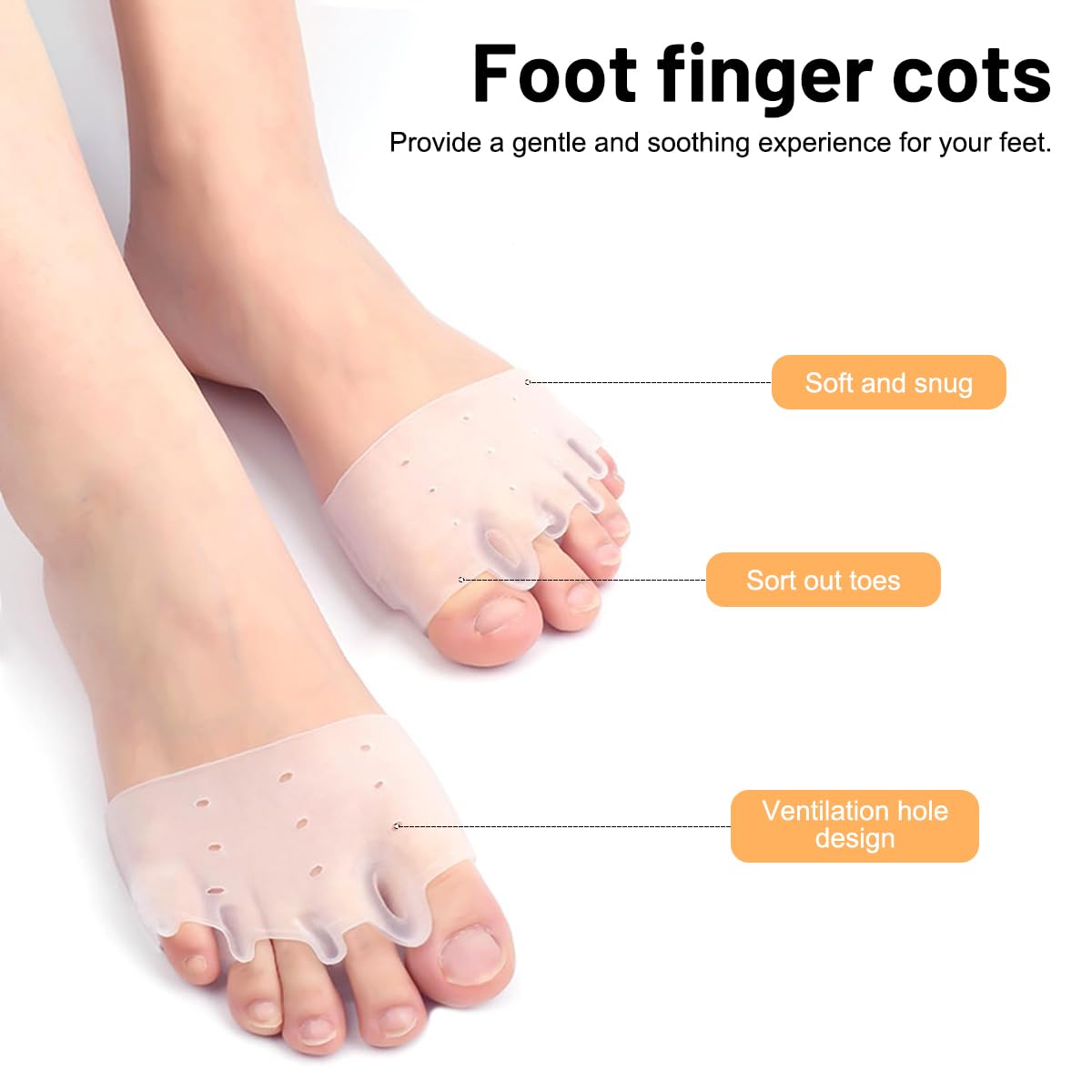 UptVin Silicone Toe Separators for Bunion Relief 4 works,Gel Toe Separators Metatarsal Pads,Breathable Gel Toe Spacers for Women & Men - Image 3