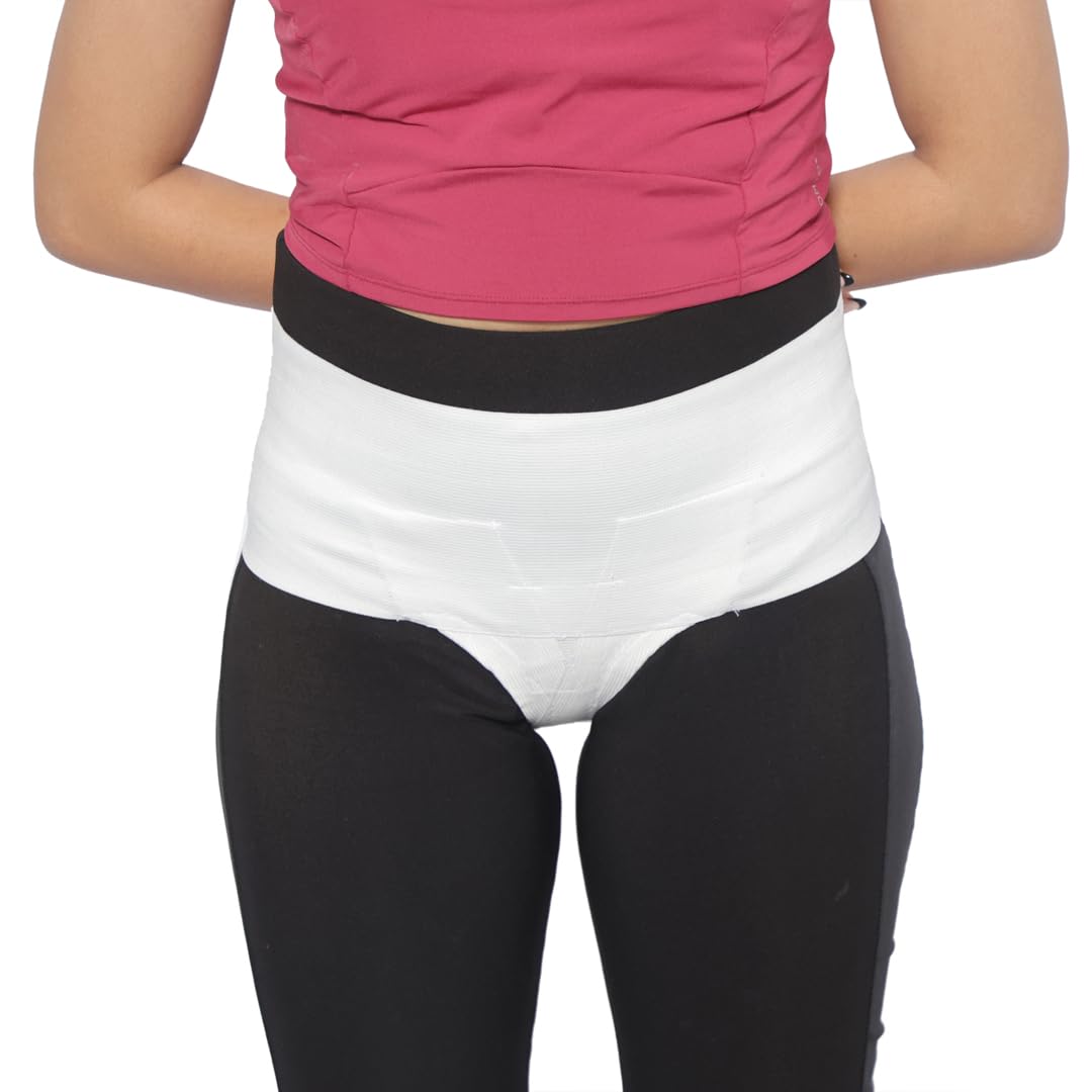Femme Jock Women's Pelvic Support Belt - Uterus & Bladder Girdle | Postpartum Recovery, Pain Relief | High Waist White (Large)
