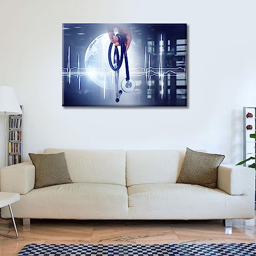 Image of TUMOVO Laboratory Canvas Wall Art Modern Medicine Concept Wall Decor Living Room Clinical Laboratory Wall Decor for Bedroom Posters and Prints Framed Ready to Hang (16 inch Wx24 H)