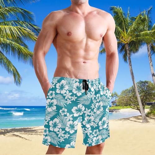 Men's Swim Trunks Hibiscus Flower Board Shorts Quick Dry Swimsuit Swimwear Holiday Party Bathing Suit4