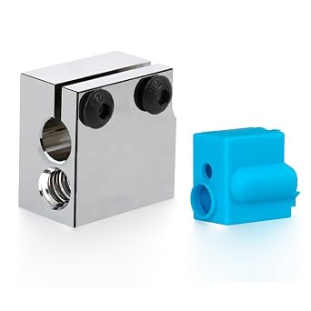 Updated High Temperature Vyper/Koba Max Plated Copper Heater Block,with Silicone Sock for Vyper/Kobra Max/Kobra Plus/Sidewinder X1 X2 3D Printer/Volcano V5 Print J-Head Hotend.1PC