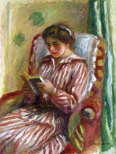 Affiche Toile Gabrielle lisant Renoir 60x90cm pour décoration murale de salon