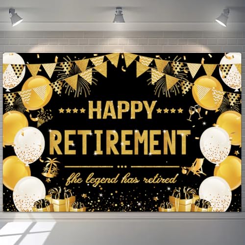 Banner di pensionamento con scritta "Happy Retirement", 180 x 110 cm, striscioni e decorazioni, The Legend Has Retired Banner Happy Retirement Party Decorazioni per uomini e donne