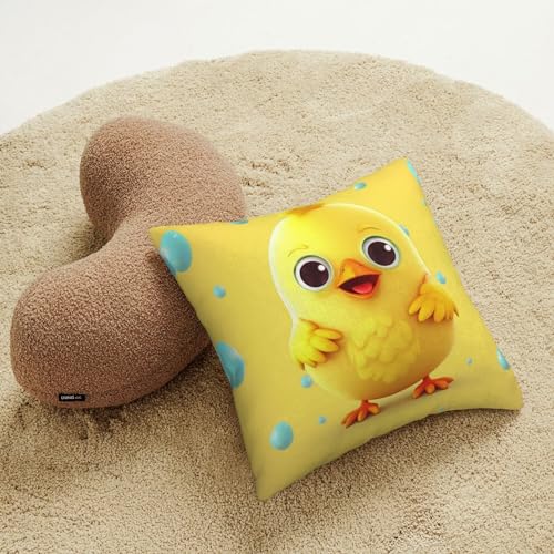 Coussin poule jaune en velours pour décorer le canapé du salon - 7