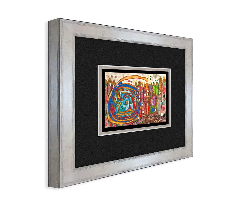 artissimo Bild gerahmt 30x35 cm Friedensreich Hundertwasser „Who has eaten all my windows“ AG5716 – hochwertiger Kunstdruck mit Rahmen, kleines Wandbild für Bilderwand, Büro & Praxis