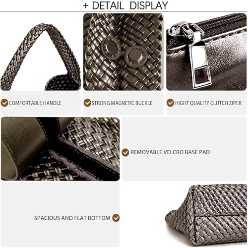 Image of JINMANXUE Woven Tote Bag for Women, Fashion Hobo Handbag, Travel Top-handle Shoulder Bag, Beach Underarm Bag with Purse