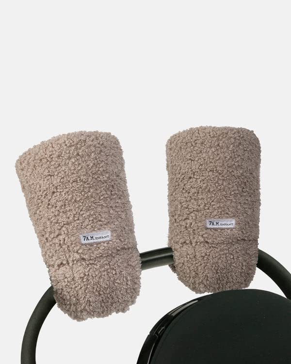 7AM Enfant Stroller Warmmuffs - Polar Hand Warmers with Anti- Freeze, Cold Weather, Water Repellent & Warm Hand Gloves for Pushchair, Pram, Stroller & Car Seat Bar (Oatmeal)