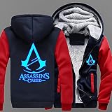 S-vision Herren Hoodie Jacke Pullover Assassin's Creed Print Lässige Winter Baseball Uniform Zip Warmes Kapuzen Langarm Sweatshirt Outwear Tops - Teen Gift, XL