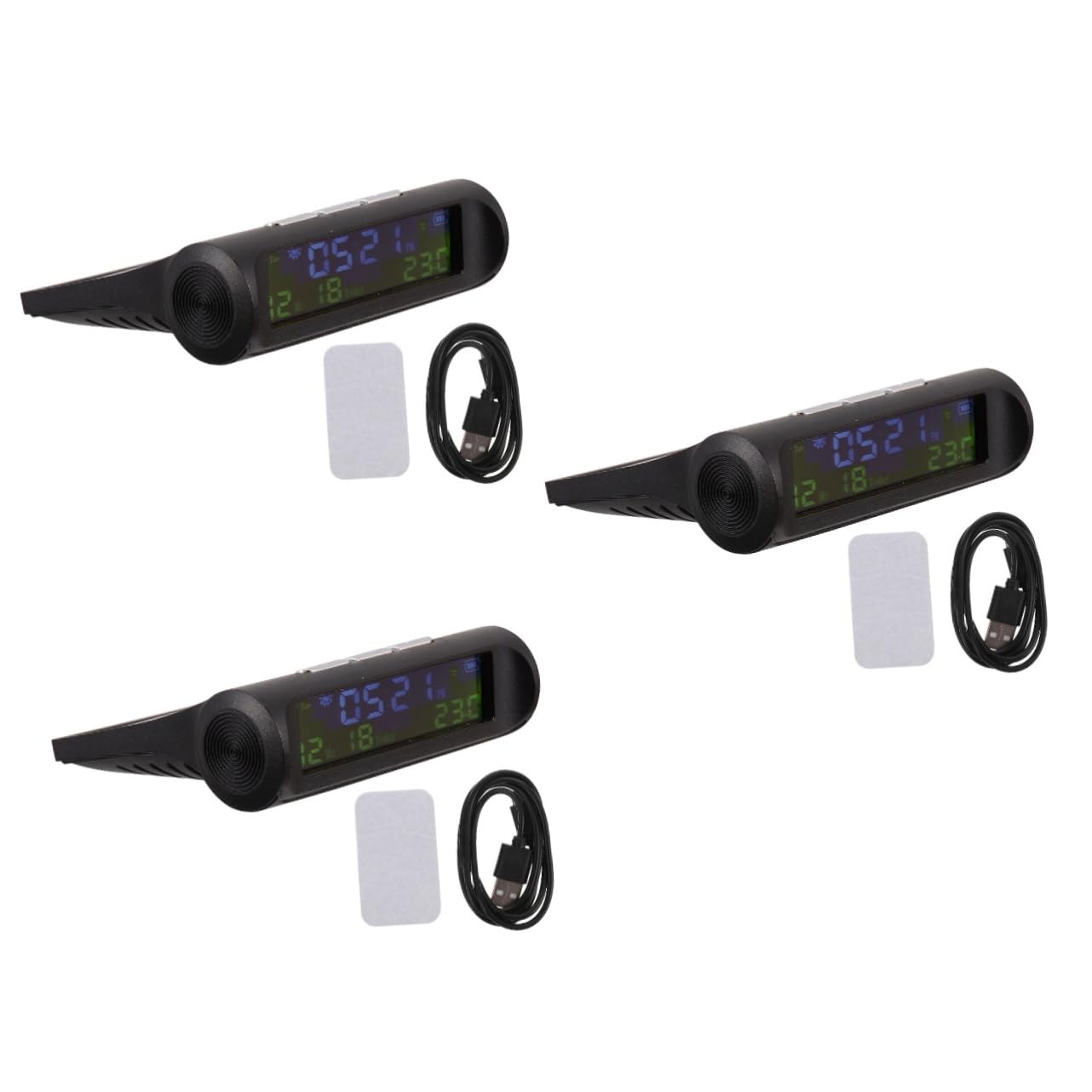 3piezas Reloj Para Coche y Pantalla Solar y Usb Monitor De Presión De Neumáticos Multifuncional y Resistente Al Agua