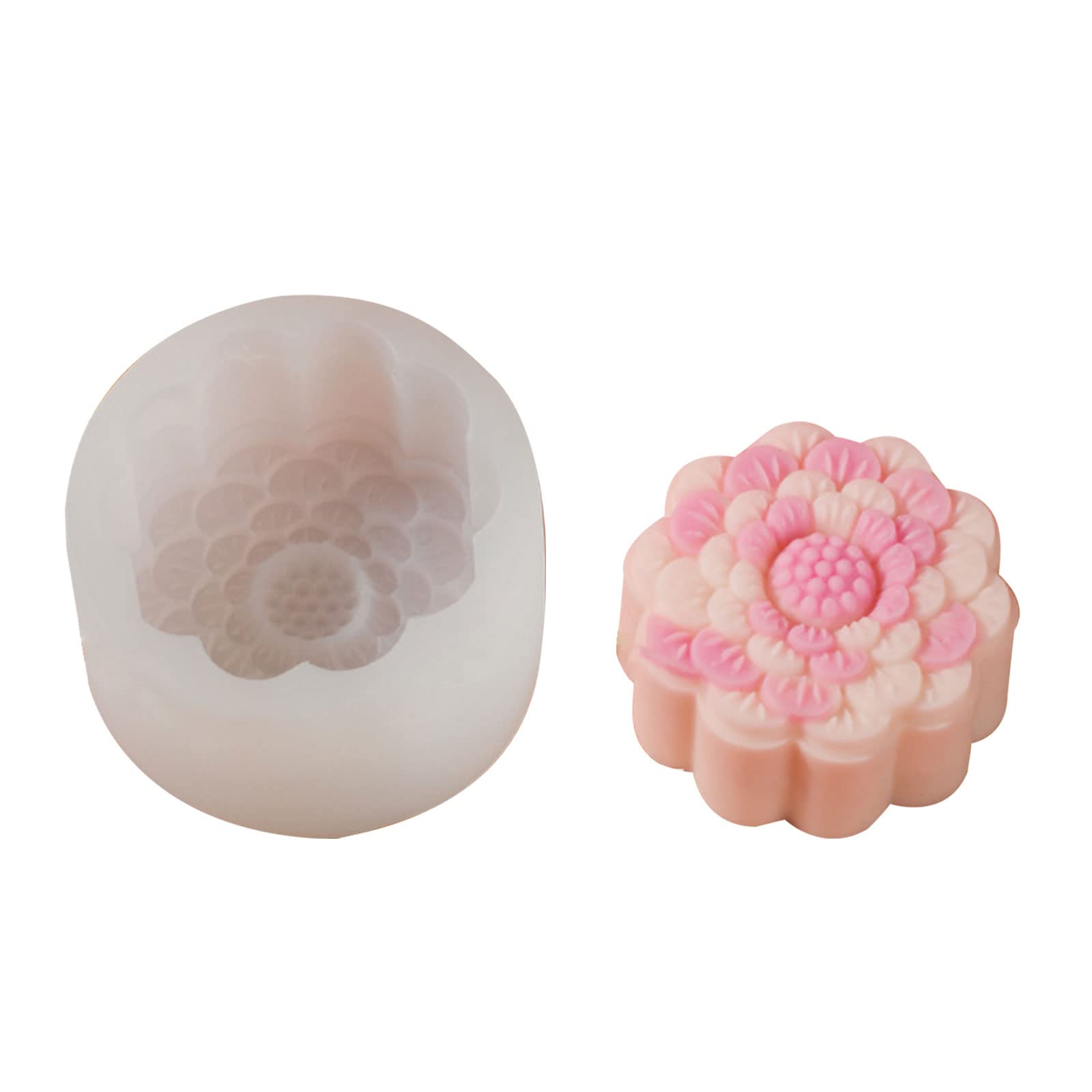 Buxuaaaa Non-stick Round Flower Shaped Jelly Mold Soap Molds Silicone Cake Mold for Baking