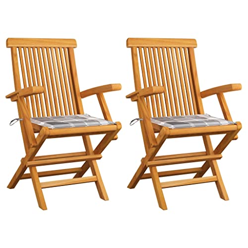 Chaises de jardin pliantes en teck et coussins pour repas en terrasse
