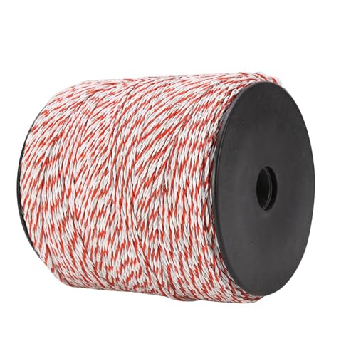 FLEXMAN 500M Electric Fence Wire, White and Red Electric Fence Posts, Portable Electric Fencing for Electric Livestock Fence