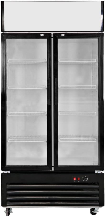 518L Glass Display Showcase Pull Doors 2-Door Commercial Refrigerator Beer Soda Cola Drinks Beverages Merchandiser Upright Fridge Cooler 18.3 cu. ft.