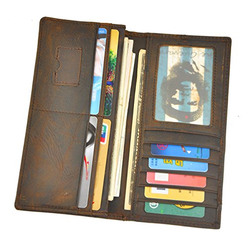 Le'aokuu Mens Genuine Leather Bifold Wallet Organizer Checkbook Card Case（0 1019 B Brown） #TOP6