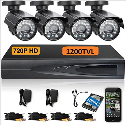 GOWE - Gowe HD 720p Caméra de vidéosurveillance Système de caméra de sécurité d'extérieur 1080p HDMI CCTV vidéo surveillance 4 CH DVR kit disque dur de 1 To AHD Camera Set