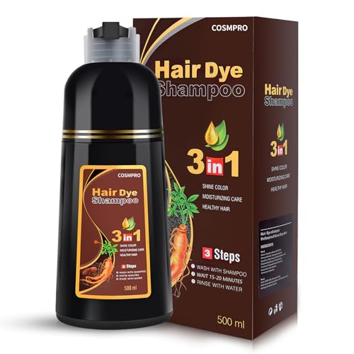 Image of cosmpro Hair Dye Shampoo Chestnut Brown Hair Color Shampoo for Gray Hair Coverage Hair Dye Shampoo 3 in 1 for Men and Women, Instant Color Shampoo